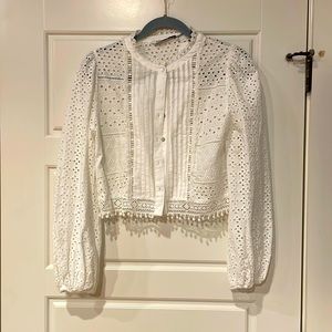 NWT Zara White Eyelet Jacket